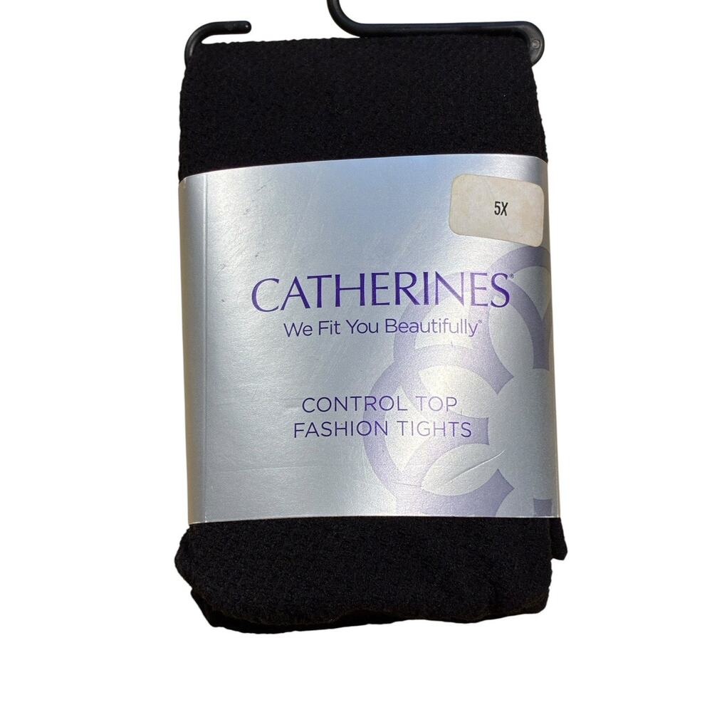 New Catherines Tights Black Women's Plus Size 5X/6X - New Control Top Textured